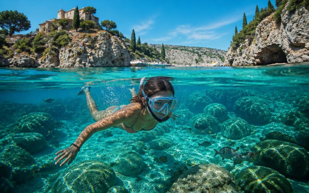 Snorkelling in crystal clear waters