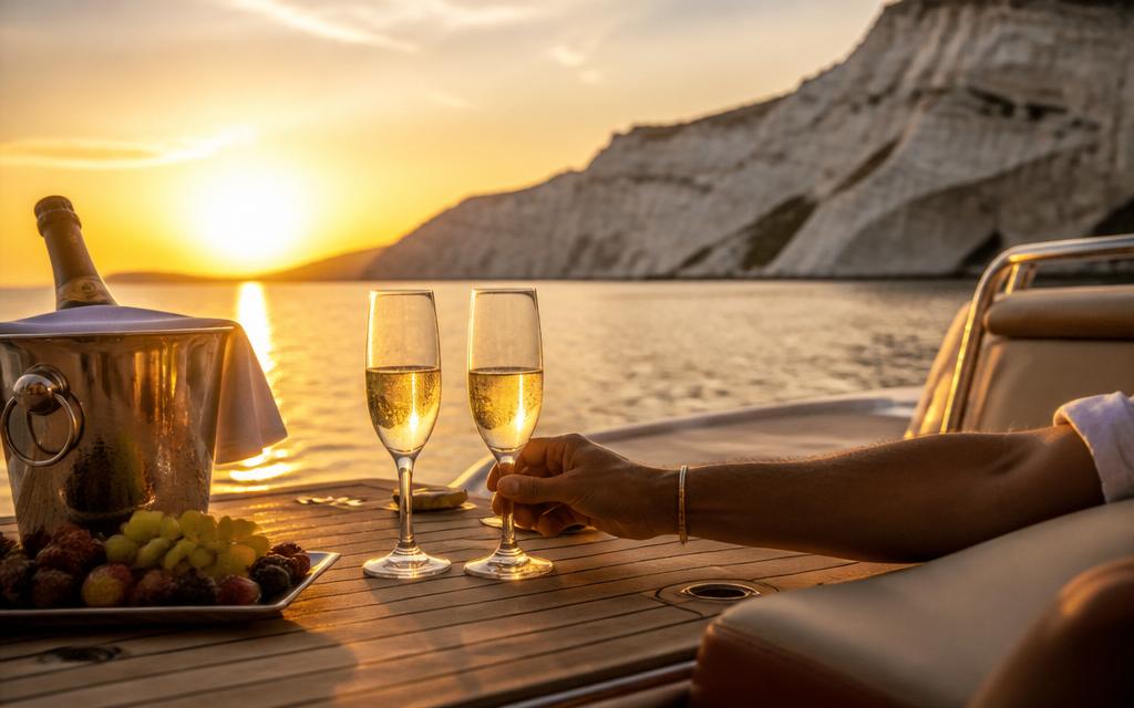Sunset aperitif on board